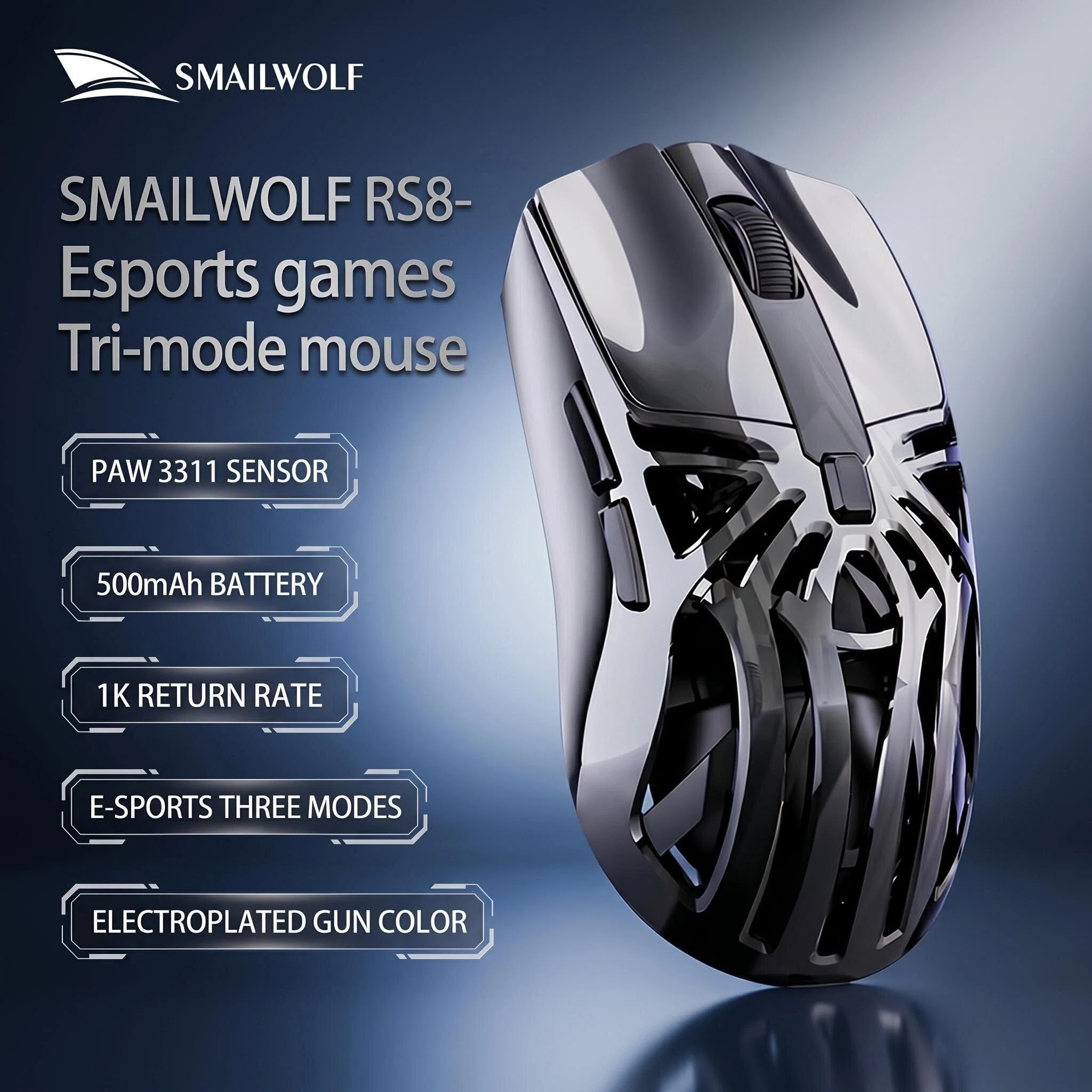 Esports Gaming Mouse Wireless - Ratón inalámbrico Bluetooth SMAILWOLF RS8 Hollow