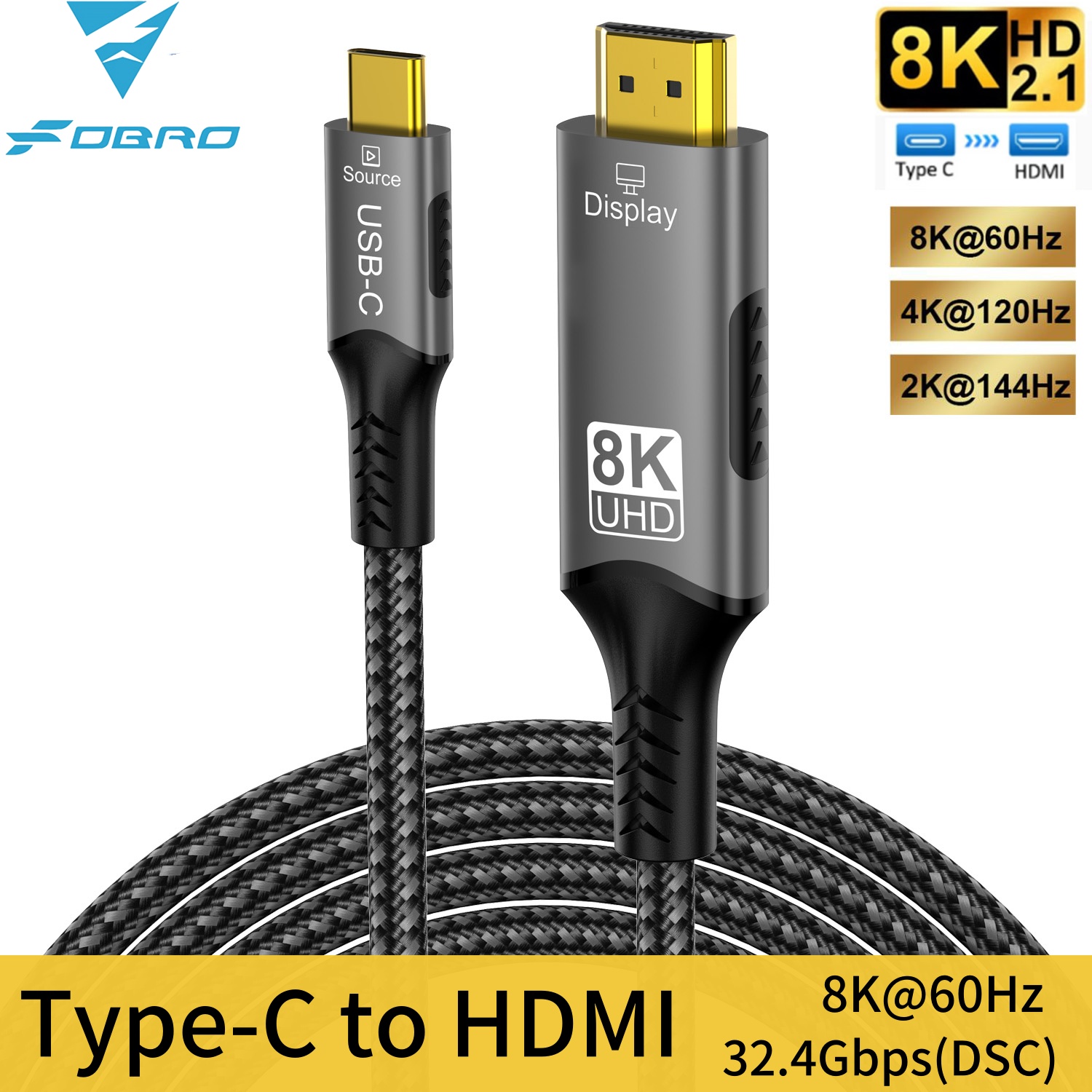 Gaming Speaker 2.1 - Cable 8K tipo C a HDMI